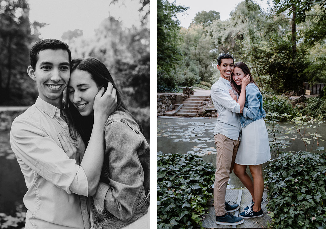 Happy couple in Madrid’s beautiful Parque El Capricho