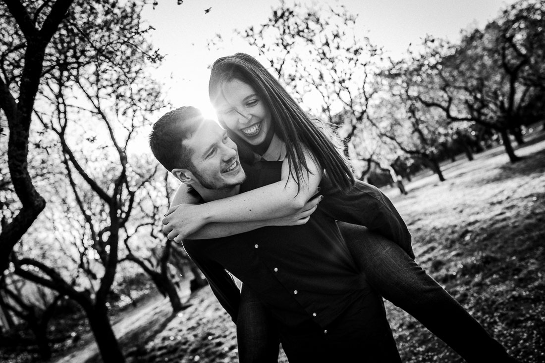 Laughing couple on spring day