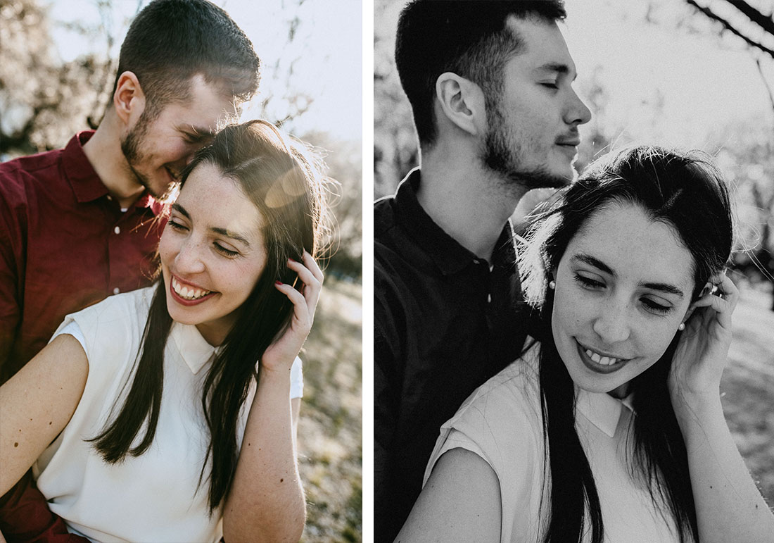 laughing and loving couple in Madrid